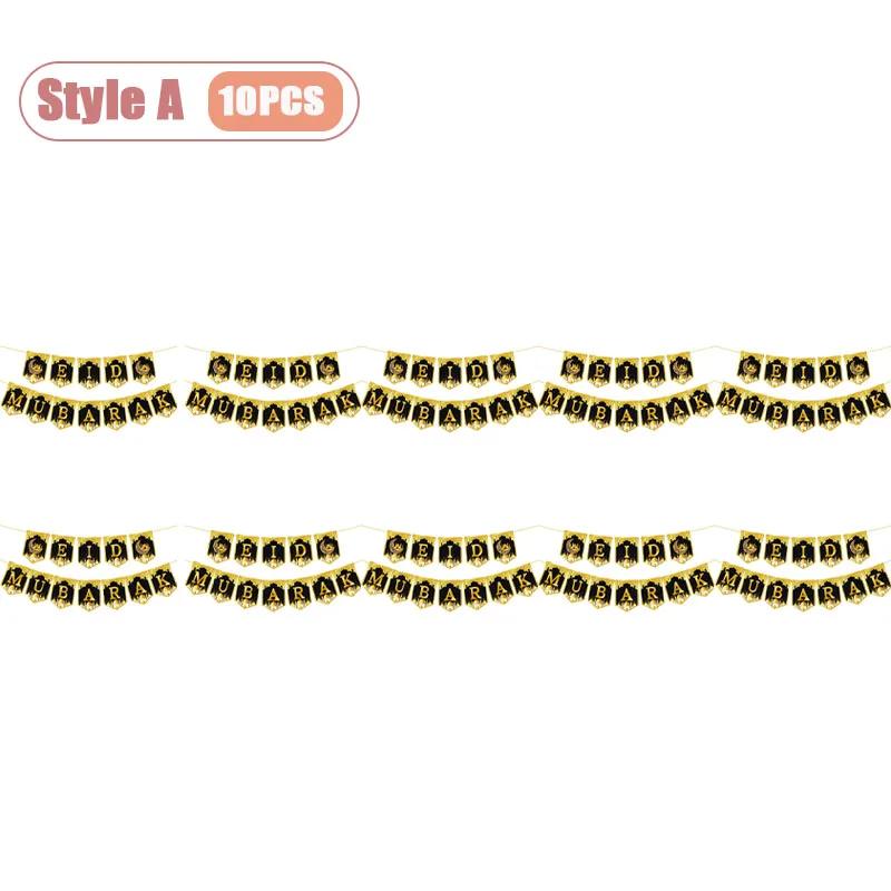 1-10 Stück Festival Feier Gold und Schwarz Ramadan Hängendes Banner Papierlaternen Halbmond Ornamente für Heimbedarf