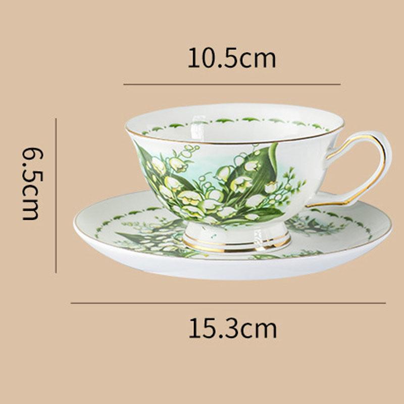 Vintage Floral Tea Cup with Saucer and Spoon English Afternoon Tea Coffee Cup for birthdays weddings Gift 200-400ml зелёный