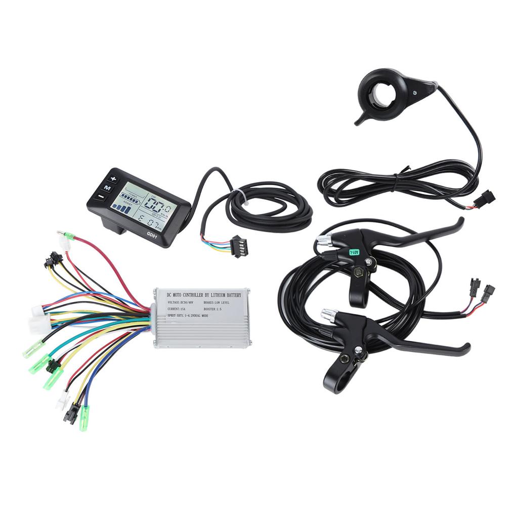 Electric Bike Conversion Kit DC 36V 48V Controller Display Brake Handle Thumb Throttle Electric Bike Controller Kit