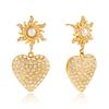  Imitation Pearl Sun Heart Pendant Stud Earrings Golden Stainless Steel Attractive Chic Jewelry New Wholesale 2025