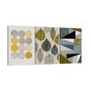 Three Nordic Retro Art Panels with Round Leaf and Geometric Wall Decorative Sofa Background Wall Hangings for Living Porch Fully Framed Patterns, Art,