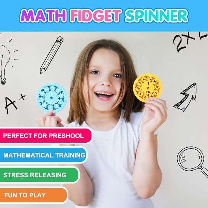Math Fidget Spinners, Multiplication Game Fidget Toys for Kids, Math Facts Fidget Spinner Education Multiplication Division Math Toys