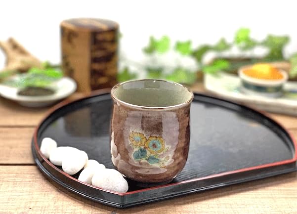 Kutani Large Purple Painted Gold Thread Plum and Bird [Tean Cup] [Back Picture]