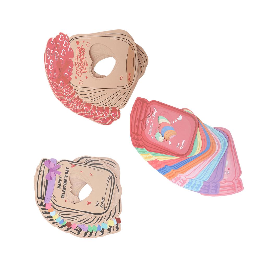 30PCS Valentines Day Cards for Kids Jar Gifts Exchange Valentine DIY Greeting Cards with Plastic Bag