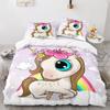 Carino Set Copripiumino Coppia di Pony 3D Unicorno Pony Cavallo Poliestere Coperta Trapuntata con Federe per Bambini Adulti Set Biancheria da Letto