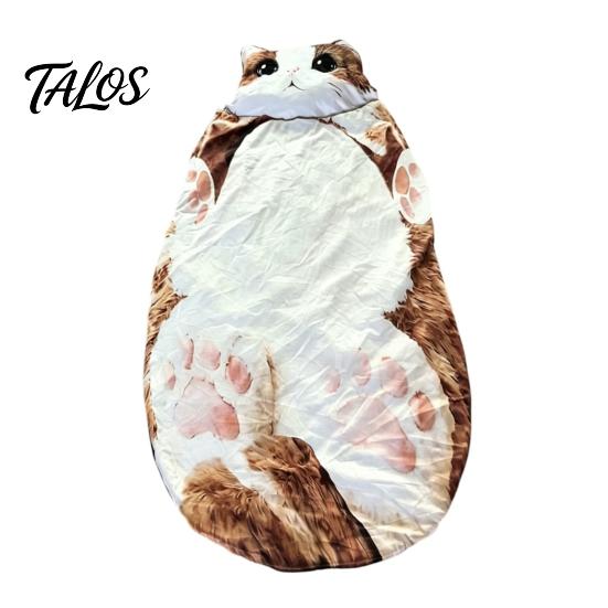 Adults Sleeping Bag Plush Cat Envelope Bag, Winter Slumber for Men Women, Durable Animal Nap Mat Sack Home Travel Comfortable