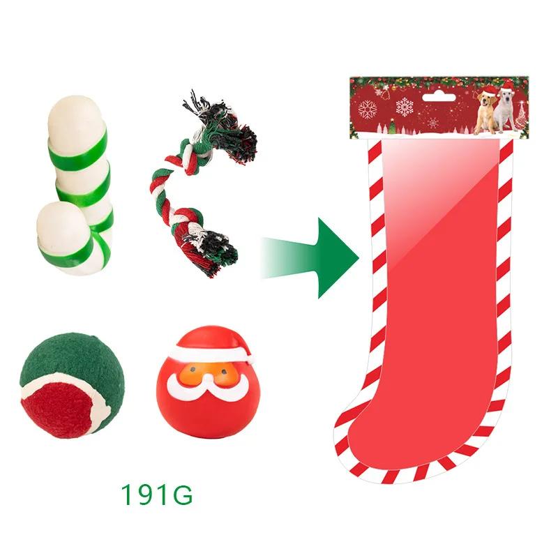 New Christmas Socks Pet Toy Set Decorative Gift Santa Claus Deer Cat Dog Fun Sound Toys Interactive Ball Stick Puppy Plaything