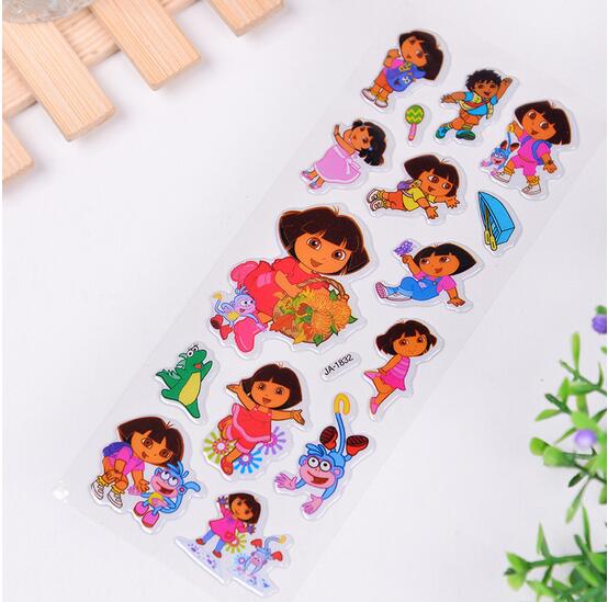 10PCS Cartoon Princess Dora Bubble Stickers Puffy Wall Stickers For Children Gift Puffy Reward Room Decoration Toys Scrapbook