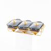 Three-grid Rectangular Ceramic Plate Soup Pot Metal Shelf Hotel Restaurant Hand-Colored Soup Pot Dry Pot Tableware Set