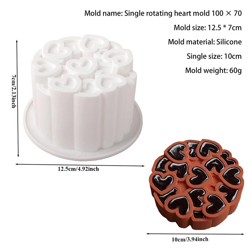4 Inch Round Rotating Heart Flower Basket Coil Texture Design French Mousse Cake Mould Silicone Cake Mold Kitchen Bakeware