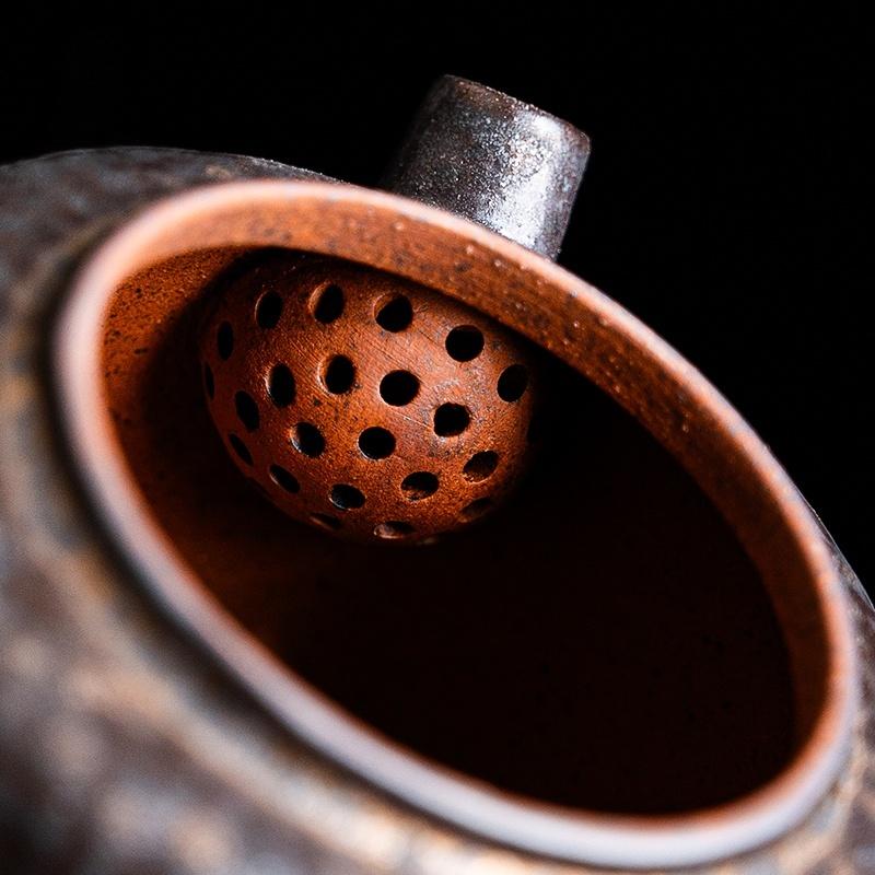 Old Rock Mud Rough Pottery  Tea Pot Retro Black Gold glazeTeapot Tea Kettle Tea Ceremony Tea Making Single Pot Tea Ceremony