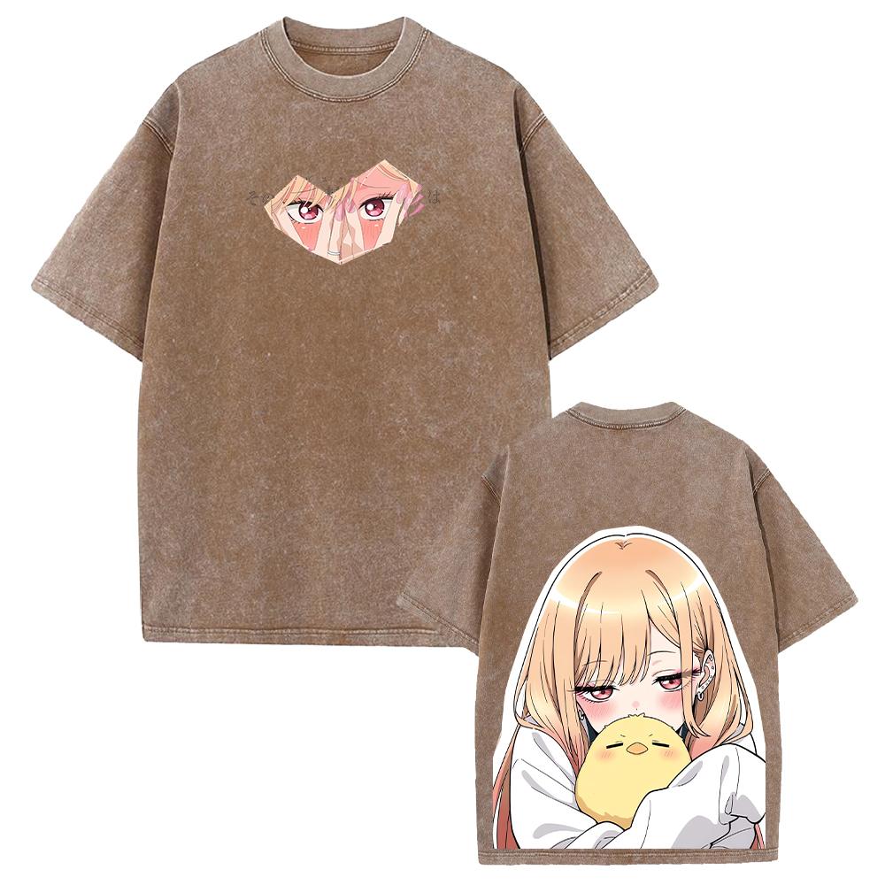 Trendy Anime My Dress-Up Darling T-shirt Marin Cartoon Washed Y2k T Shirt Men Women Clothing Summer Short Sleeve Cotton Tee Tops