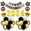 32 Inch 2024 New Year Balloons Set Letter Print Golden Starburst 2024 Number Balloons Party Decorations Set Party Supplies