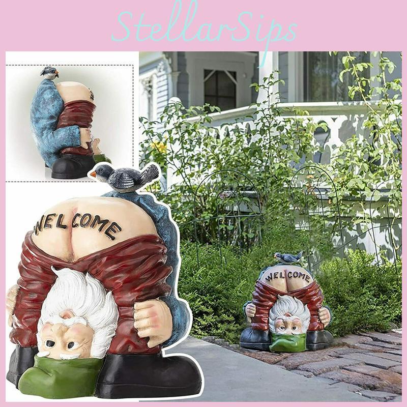 Charming Handstand Gnome Statue Featuring Funny Welcome Design For Your Garden