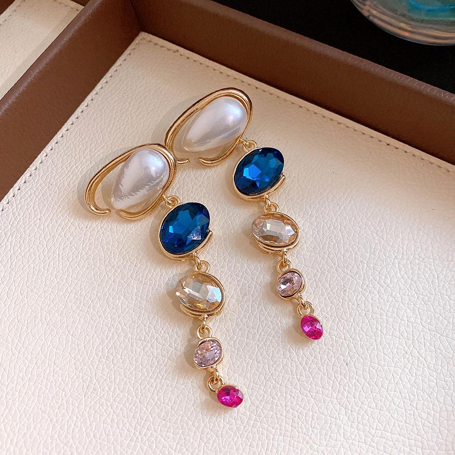 Crystal Oval Water Drop Pearl Adjustable Necklace Women Jewelry