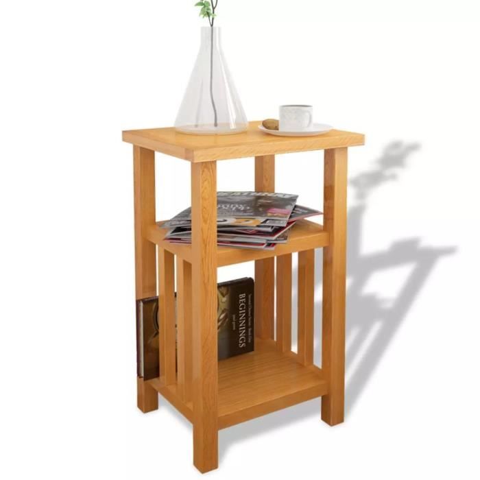 Side Table - vidaXL - Solid Oak - 27x35x55 Cm - Contemporary Design - Easy Assembly