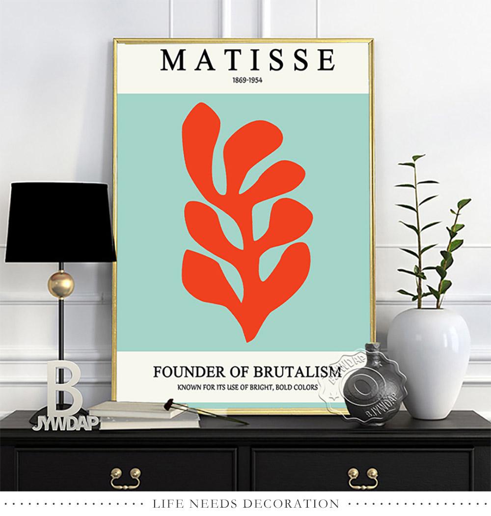 

Плакат выставки музея Анри Матисса, настенная живопись с вырезами Матисса, настенное искусство с цветными растениями, настенные наклейки с коралловой травой без рамки 21*30cm No Frame