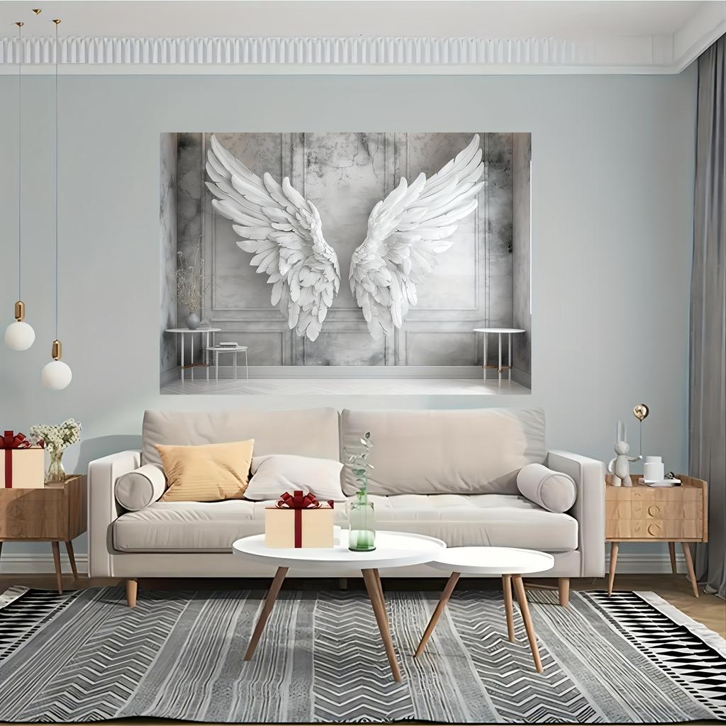 1 2D Banner Multi-functional White Feather Angel Wing Background Cloth - Perfect for Photography and Holiday Parties