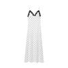 Elegant White V-Neck Midi Dress With Polka Dot Print High-Waisted A-Line Skirt 2025 Lightweight Chic Womens