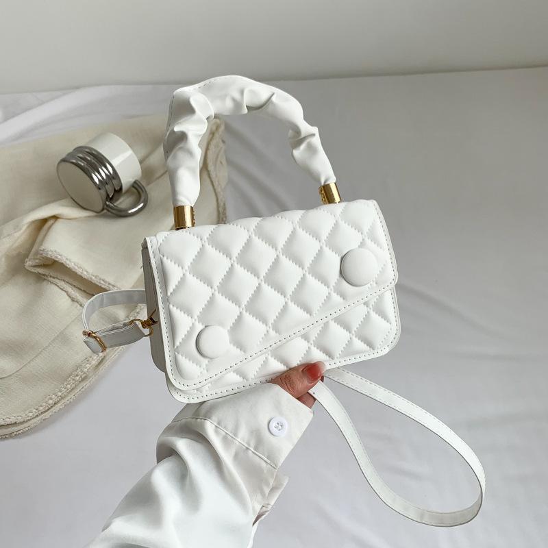 

Повседневная сумка через плечо женская 2024 новый весенний тренд модная сумка женская простая вышитая нитью ромбовидная сумка белый