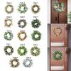 Easter Wreath with Pastel Eggs Front Door Wall Hanging Artificial Green Leaves Garland for Party Holiday Home Garden Decoration