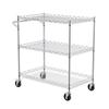 Kitchen Utility Cart, 3 Tiers, Wire Rolling Cart with 661LBS Capacity, Steel Service Cart On Wheels, Metal Storage Trolley with 80mm Deep Basket