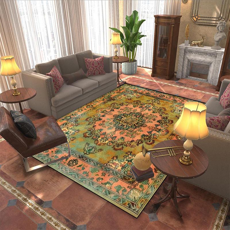 

Persian Retro Carpet Boho Printing Washable Non-slip Soft Flannel Rugs for Living Room Bedroom Home Decoration 60x90cm