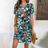 Fashion 3D Print Summer Dress Loose Casual Short Sleeve O-Neck Mini Dress