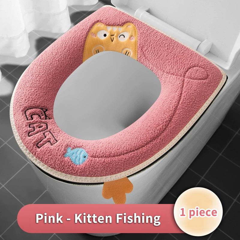 

Универсальный водонепроницаемый чехол для сиденья унитаза, милый узор, коврик для унитаза, мягкая теплая подушка для сиденья унитаза, аксессуары для крышки унитаза в ванной F