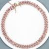 NIEDRIGE MOQ Eisiges Rosa Zirkonia 18 Karat Gold Miami Cuban Link Ketten für Damen Herren