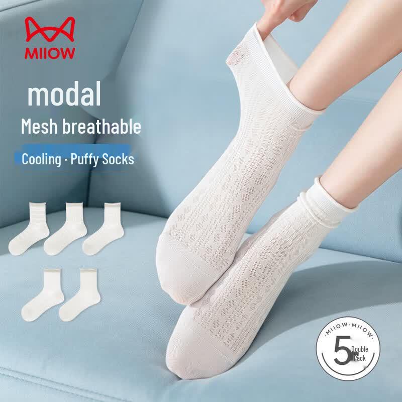 MiiOW Women s Cooling Modal Mid-Calf Socks (5 Pairs) One Size
