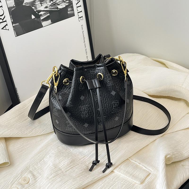 

Маленькая сумка новая мода на шнурке портативная сумка-ведро универсальная на плечо мессенджер женская сумка чёрный