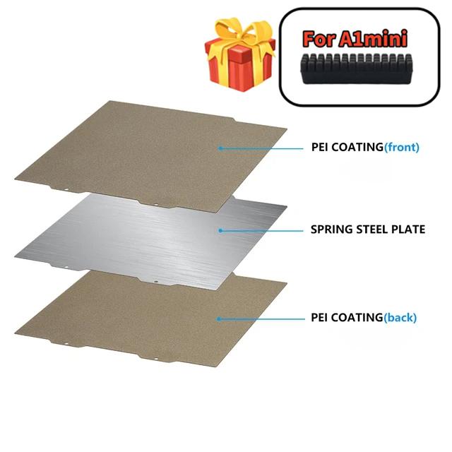184x184mm For Bambu Lab A1 Mini Build Plate H1H PEY PEO PET PEI Smooth Textured Bambulabs Bed Spring Steel Sheet Pei Sheet