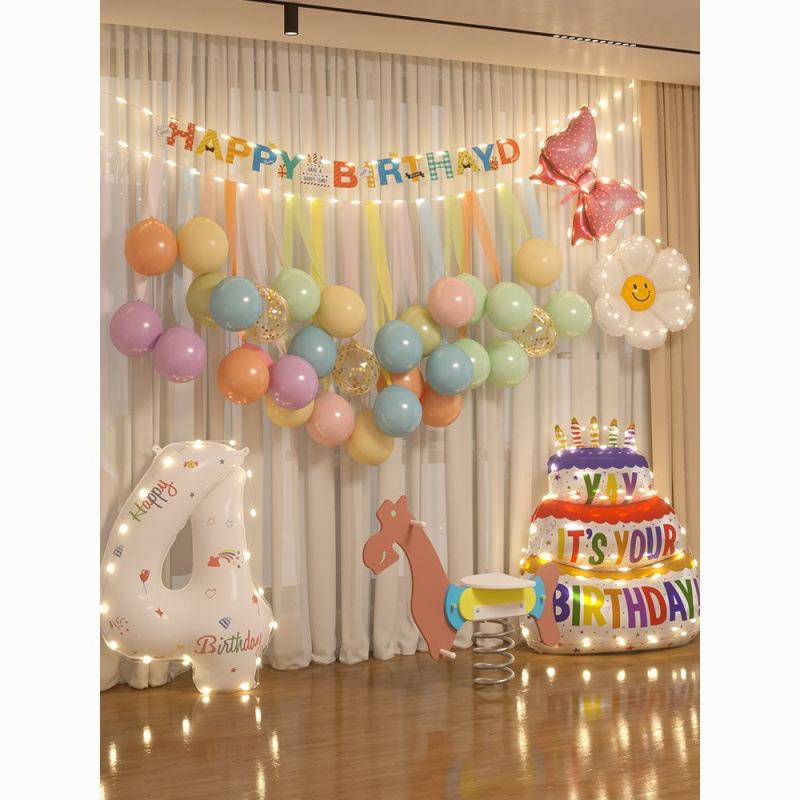 Xiaohongshu First Birthday Balloon Decoration Set for Boys and Girls: Party Background Scene Arrangement