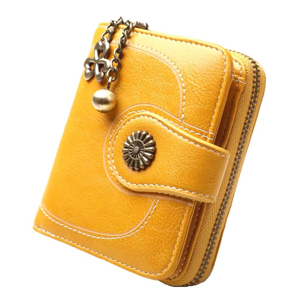 

Wonder Pocket Solid Wallet Women Retro Color Shamrock Короткий кошелек-клатч с несколькими подвесками и слотами