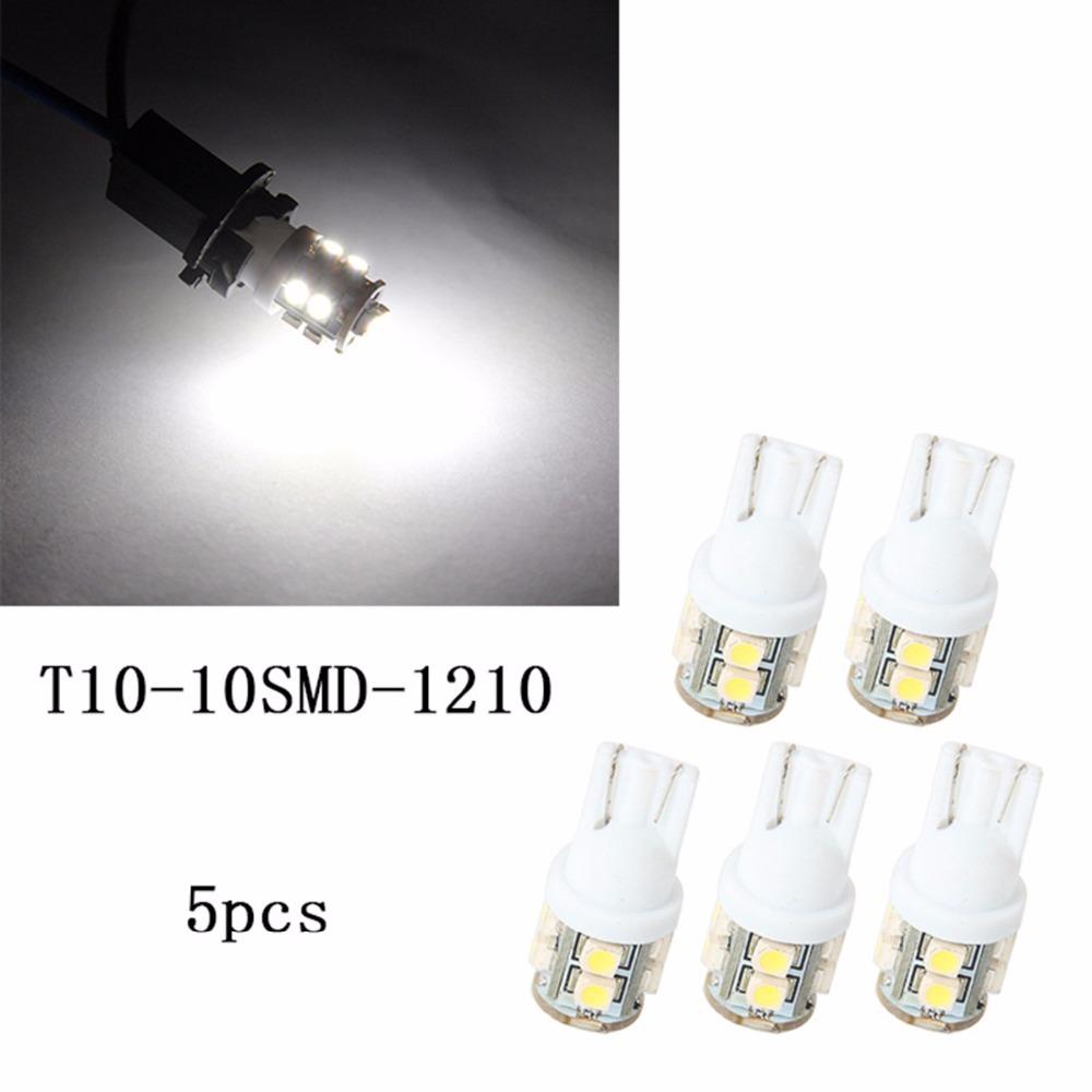 5 tükki 10SMD 1210 194 168 192 W5w SMD kuppel-indeks auto LED-lambi pirnid kiilukujuline valge valgus DC12V auto signaal-pidurituled