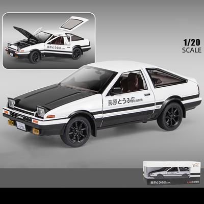 1:20 Toyota AE86 Initial D Model Car, Zinc Alloy Pull Back Toy Car with Sound and Light for Kids Boy Girl Gift