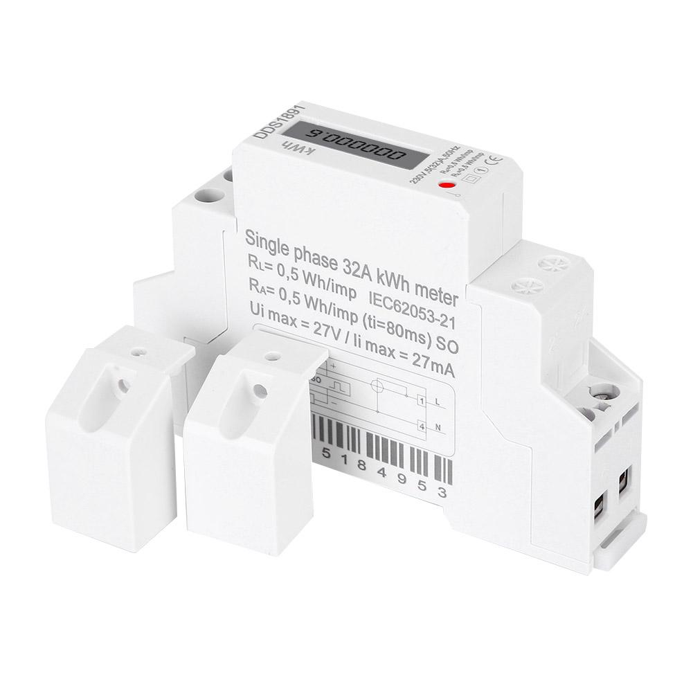 DDS1891 Single Phase Din Rail Energy Meter 230V 5(32)A 50Hz LCD Display Electricity Meter