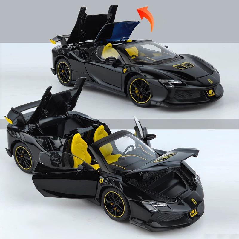 1/24 Ferrari SF90XX SF90 Alloy Sports Car Model Diecasts Metal Racing Super Vehicles Car Model Simulation Sound Light Childrens Toy Gift