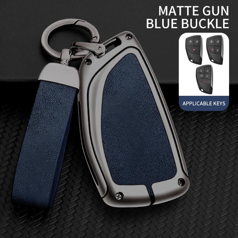 Zinc Alloy Genuine Leather Auto Key Fob Cover Fit For Chevrolet Tahoe Suburban Fit For Gmc Yukon Fit For Buick Envision S Plus Avenir