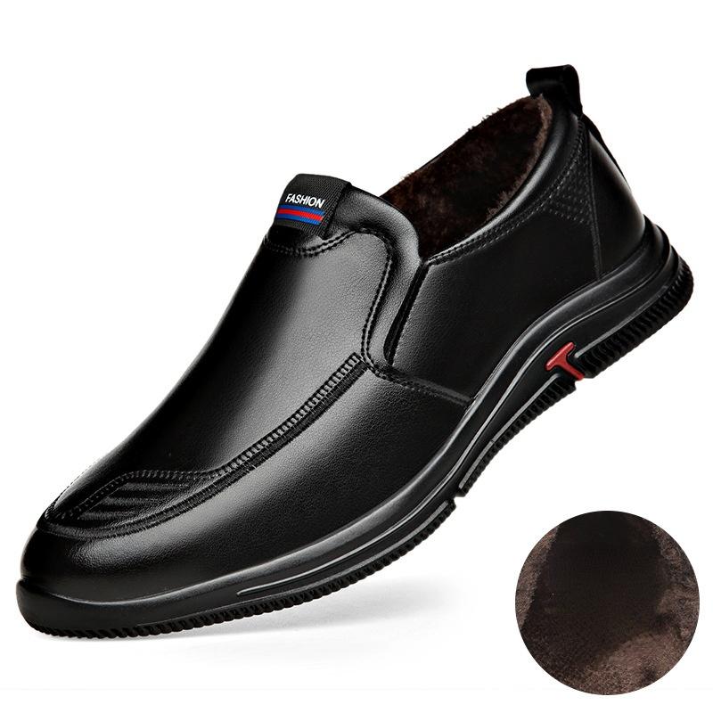 

Осенне-зимние мужские повседневные кожаные туфли, модельные туфли, удобные нескользящие прогулочные туфли 44