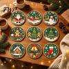 Solid Boxwood Coasters 9Pcs Christmas Wooden Set, Heat Resistant Cup Mats, Waterproof Festive Home Decor Round Table Protection Mats for Office