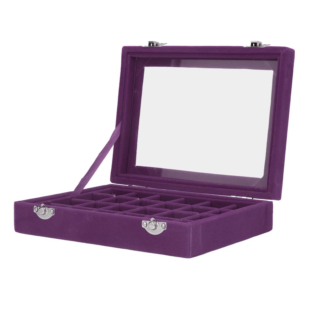 Small Velvet Jewelry Box Organizer 24 Compartments Jewelry Case Earring Rings Storage Box Jewelry