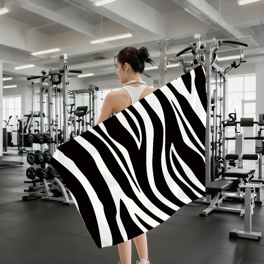 Black White Print Zebra Anime Towel Quick Drying Beach Towels Are Suitable For Swimming Pools Camping Yoga And The Gym