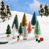 Mini Christmas Tree Ornament With Snow Frosted Design Cute Figurines For Tabletop Holiday Party Decor