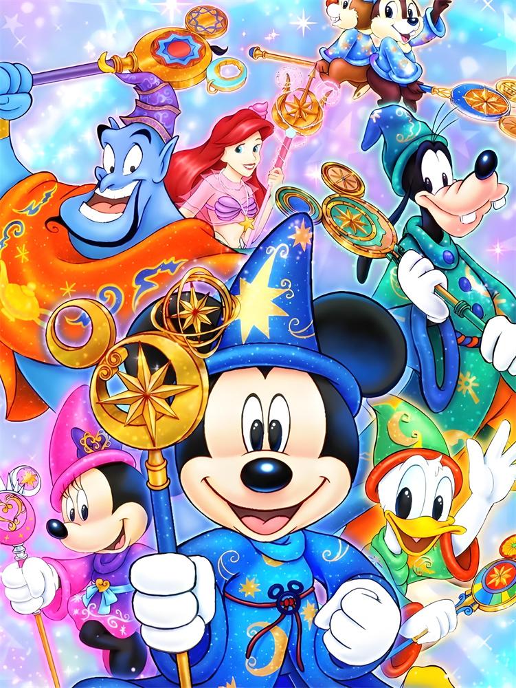 Disney 5D Diamond Painting Dark Mickey and Minnie Decoration DIY Full Diamond Mosaic Inlaid Cross Stitch Set Gift