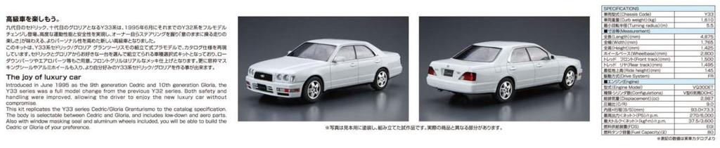 AOSHIMA The Model Car Series Nissan Y33 Gran Turismo Altima 1995 Plastic Model 1/24 No.95 Cedric/Gloria