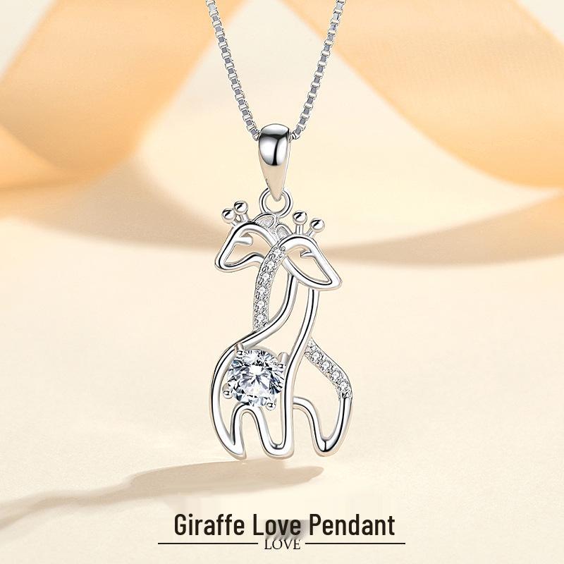 S925 Sterling Silver Giraffe Pendant Necklace for Women - Perfect for Christmas, Qixi, Valentine's, or Birthday Gifts.