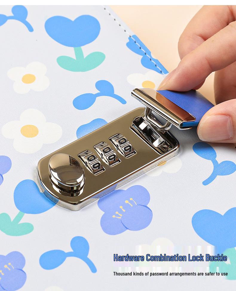 Floral Password Notebook: Leather Lock Diary for Students, Gift-Ready Lined Journal