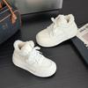 Leather high-top little white shoes women's new versatile winter velvet thickened snow boots thick-soled warm large cotton shoes